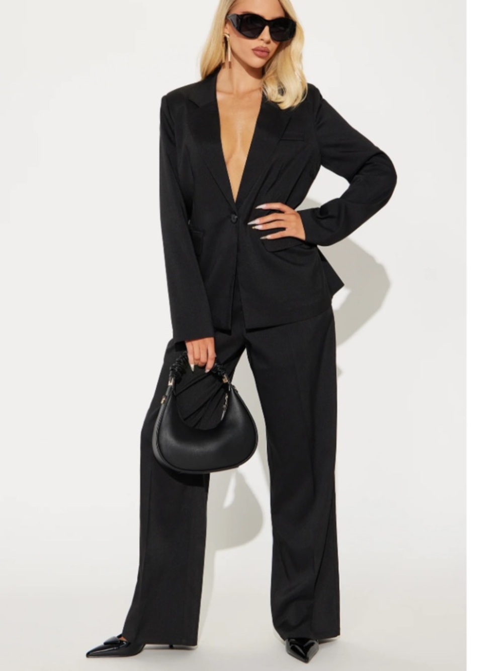Fashion Nova Black Blazer & Pants Suit Set